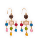 INK + ALLOY - Estelle Large Chandelier Glass + Smoky Quartz Stone Earrings Brass